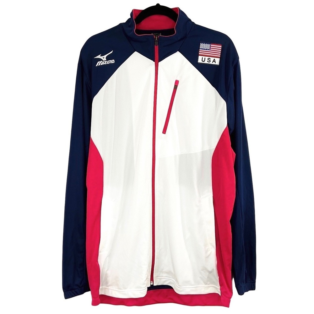 Mizuno Team USA Olympics Track Jacket Men's 3XL Red White Blue Full Zip Unisex